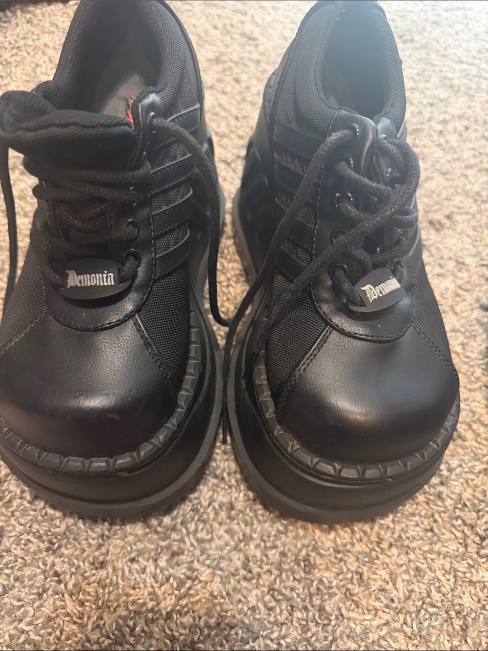 Demonia girls Black Chunky Platform Lace-Up Sneakers